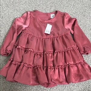 Baby Gap Girls' Satin Tiered Ruffle Dress - Rose